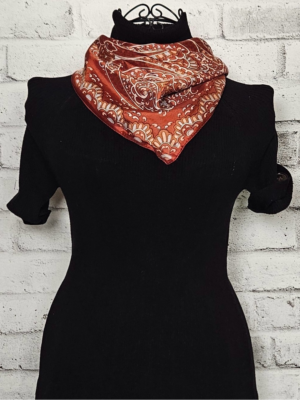 Rust Paisley Bandana Scarf Boho Western Cottagecore